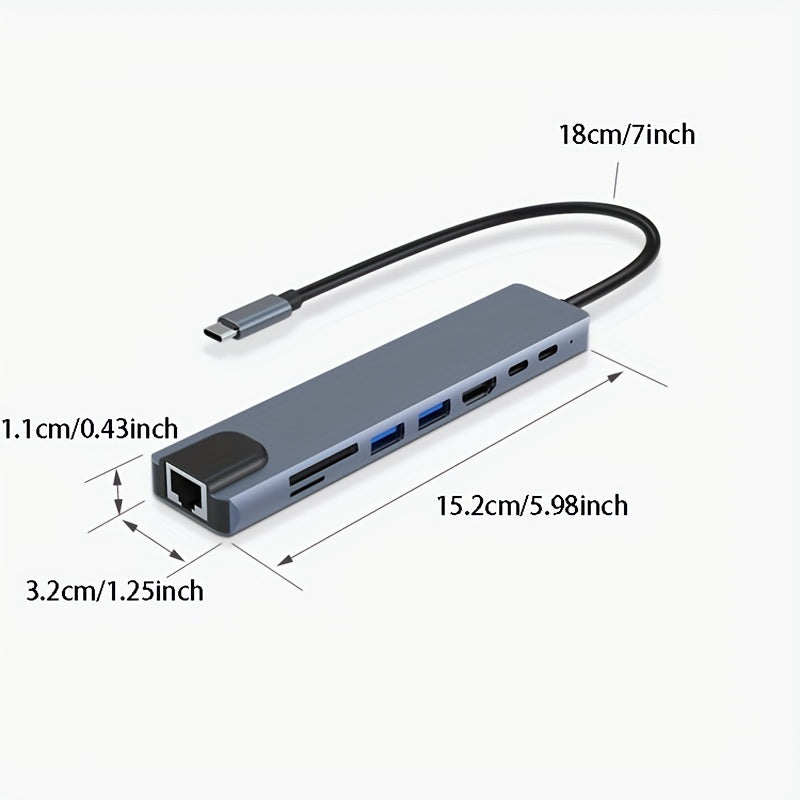 8-in-1 USB C Docking Station with Ethernet and Power Delivery