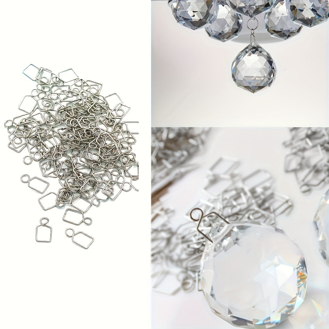 Stainless Steel Crystal Chandelier DIY Buckles 100pcs Polished Adjustable No Electricity Needed for Christmas Decor