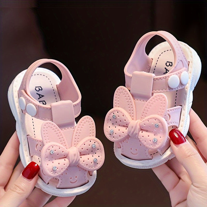 Qizlar uchun yoqimli kamonli yozgi sandeallar - Bolalar uchun qulay, sirpanmaydigan poyabzal