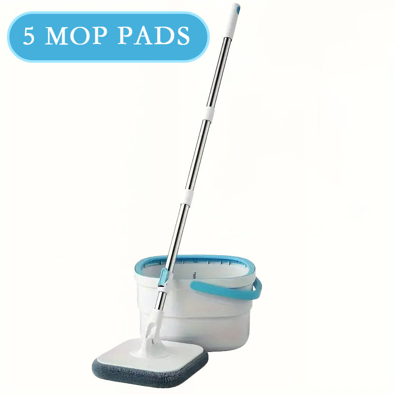 Uy uchun Spin Mop va Kova to'plami 21cm kvadrat mop mikrotozalash matolari bilan ho'l va quruq tozalash uchun