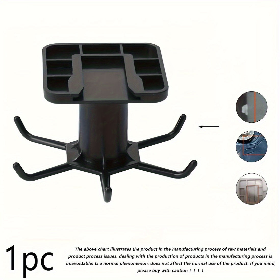 Gancho de cocina de plástico autoadhesivo con 6 ganchos y rotación de 360°