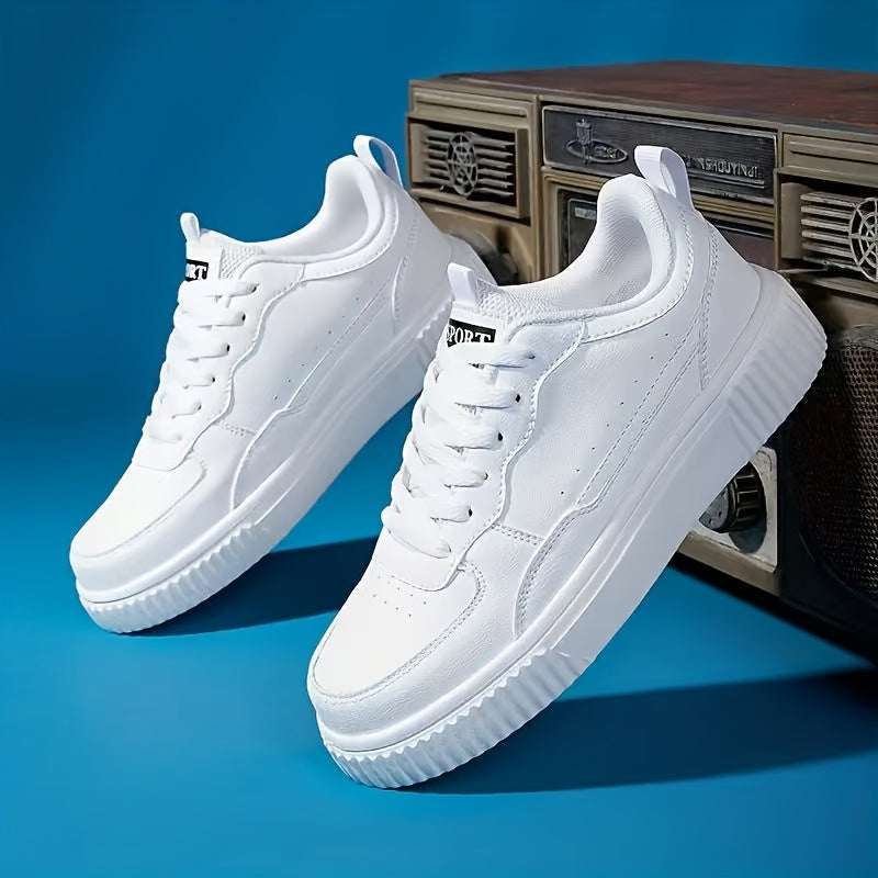 Ayollar uchun nafas oladigan pastki yuqori kundalik sport poyafzallari Oq PU tarmoq yostiqlangan poyabzal