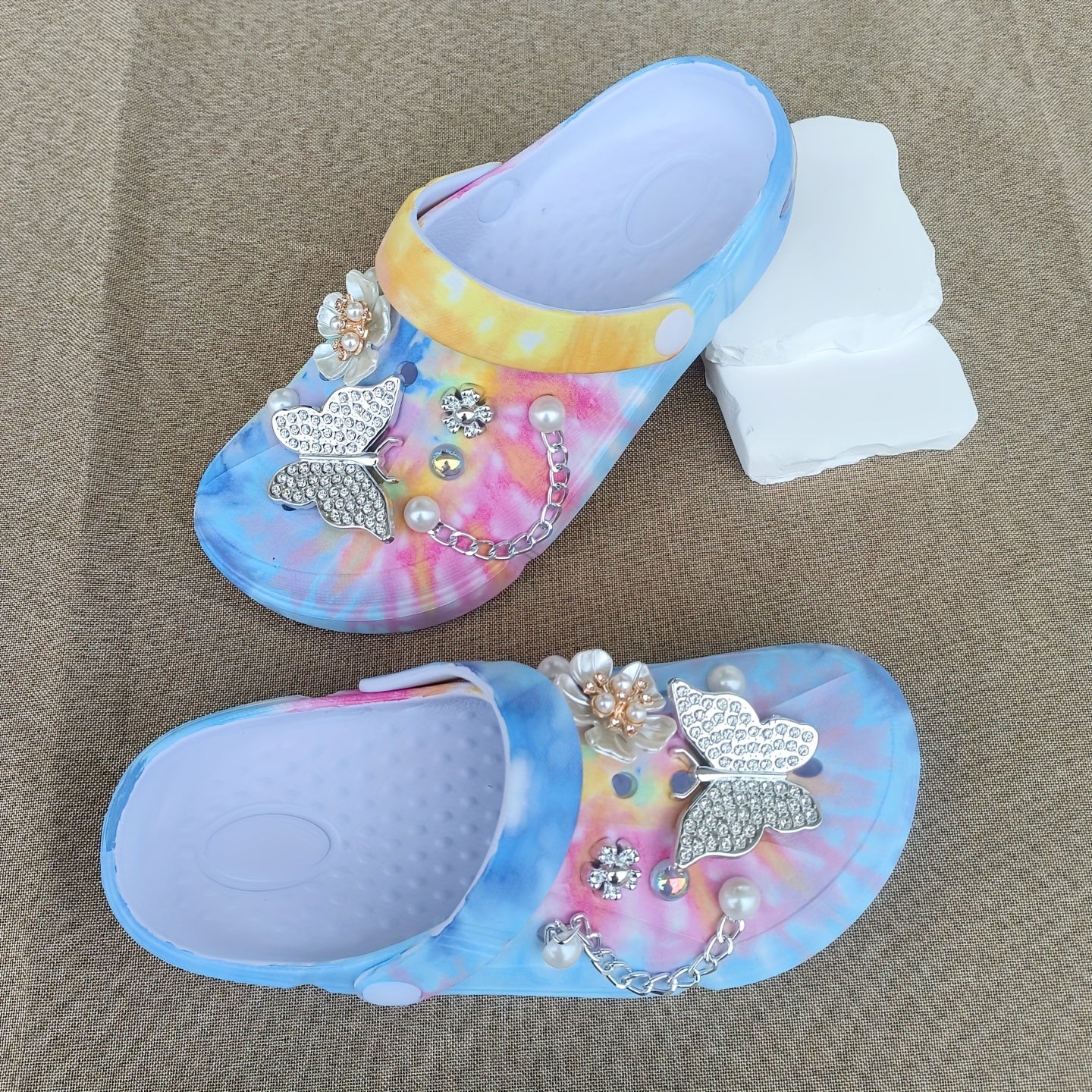 Women's Lightweight Slip-On Mules with Floral Embellishments Non-Slip EVA Platform Summer Shoes