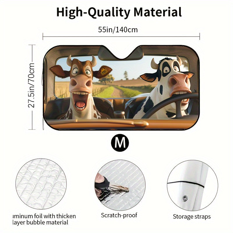 Kulgu bilan sigir avtomobil quyosh nuri himoyachisi shisha oynasi himoyachisi Polyester tolasi 1ta ichki aksessuarlar