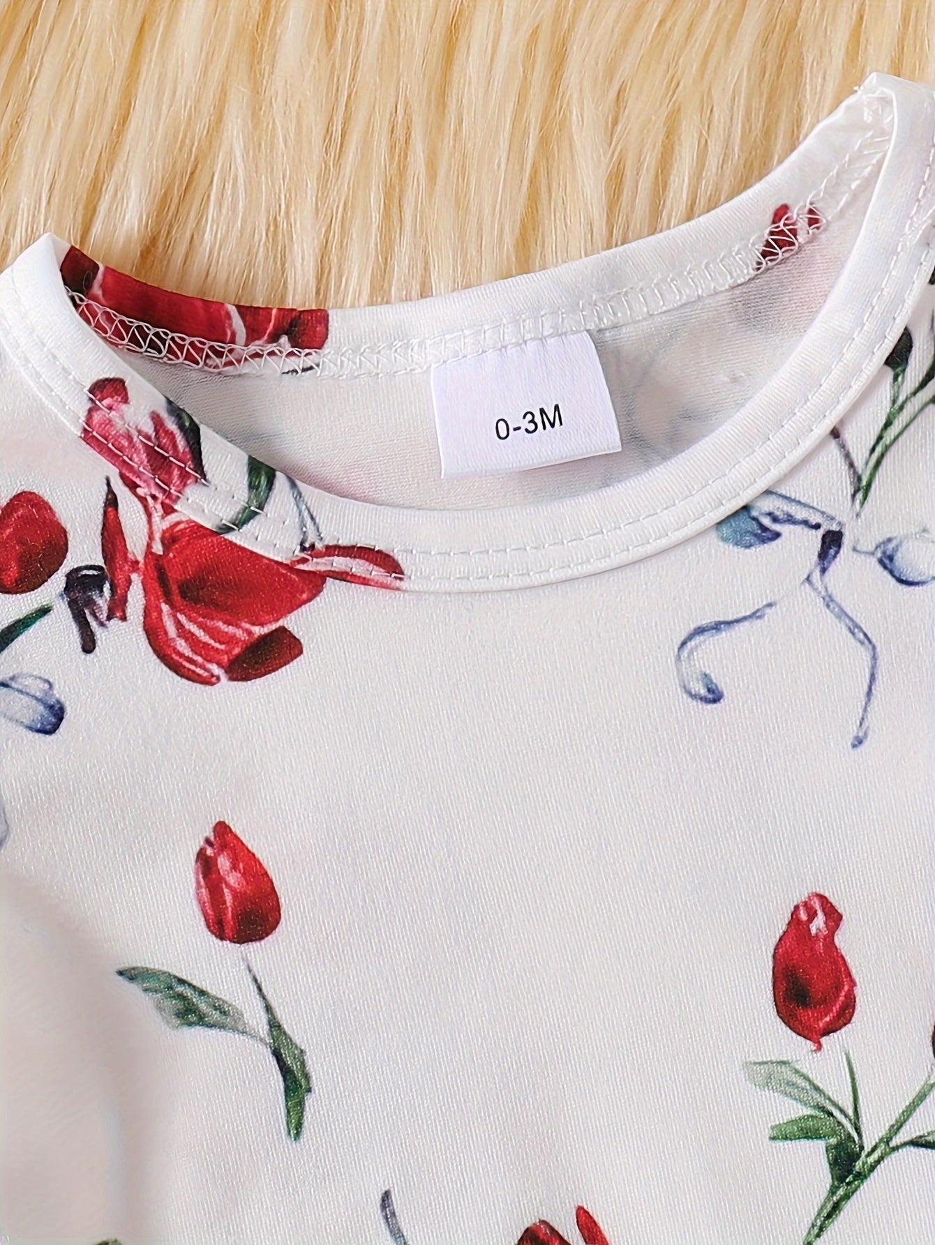 Girls' 3-Piece Floral Outfit Long Sleeve Romper Overalls Headband Cotton Blend Fall Winter