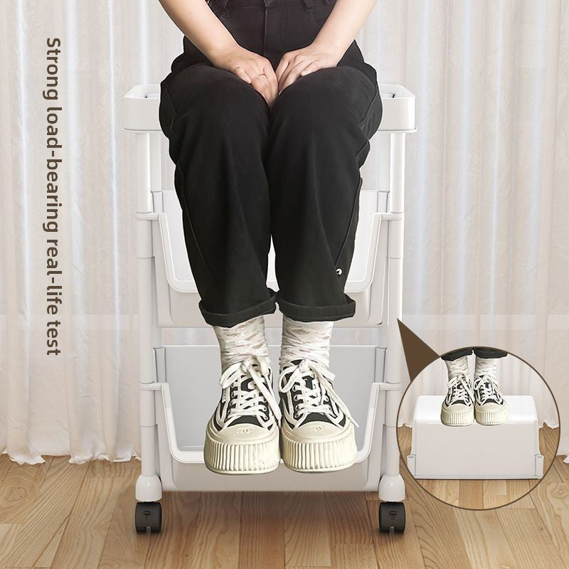 Estantería de almacenamiento de plástico de varias capas de suelo a techo para snacks, frutas y libros