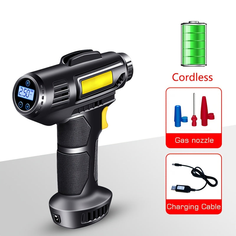Portable Tire Inflator with Digital Display USB Rechargeable 150PSI for Cars Bikes Sports Balls