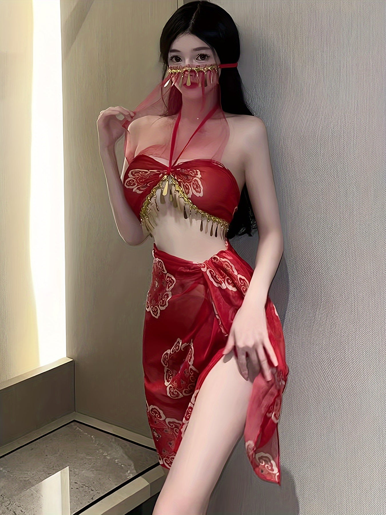 Women’s Black Halter Neck Backless Cosplay Costume