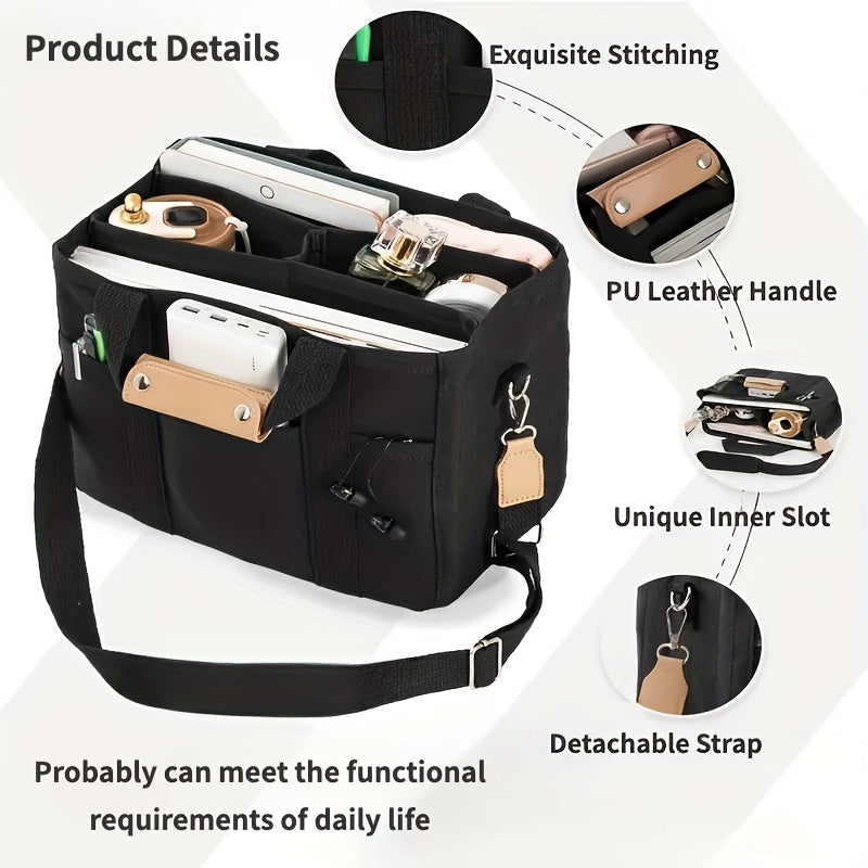 Car Organizer Bag Canvas Tote with Divided Sections and Multiple Pockets