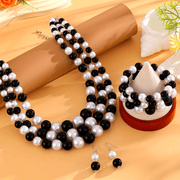 Black and White Pearl Necklace Set for Formal Events Elegant Jewelry