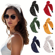 2 ta ayollar yozgi sochbog'lari to'plami, Polka Dot bilan bog'langan bowlar va quyon quloqlari bilan keng boshbog'lar, kundalik kiyim uchun