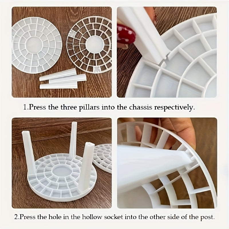 White Plastic Desk Organizer with Glaze Finish Rotating Brush and Pen Holder