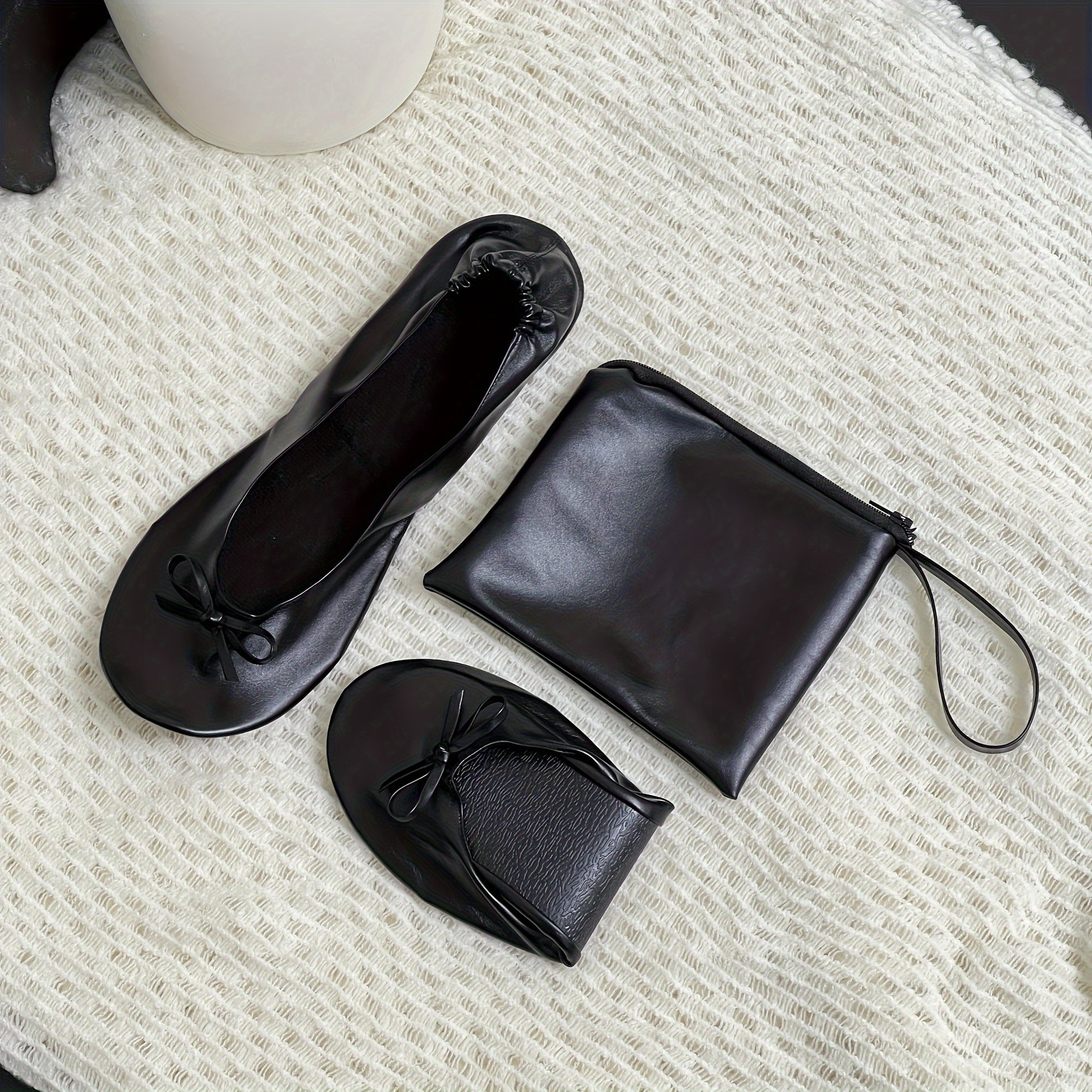 Women's Soft Sole Ballet Flats, Foldable Wedding Dance Shoes, Solid Color