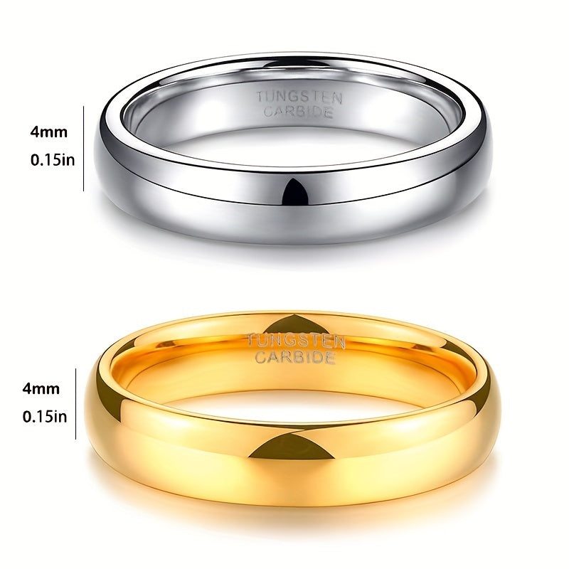 18k Gold-Plated Tungsten Steel Ring 4mm Wedding Engagement Jewelry