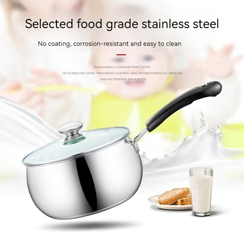 Stainless Steel Milk Pots and Frying Pan Set 14cm 16cm 18cm for Cooking and Heating