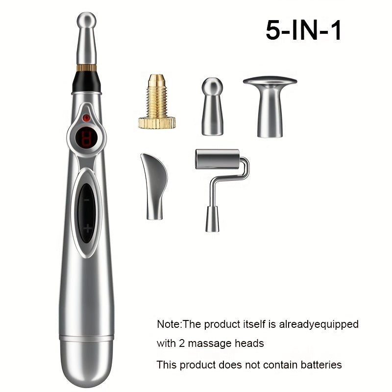 Battery-Operated Smart Massage Pen with Adjustable Modes and Interchangeable Heads
