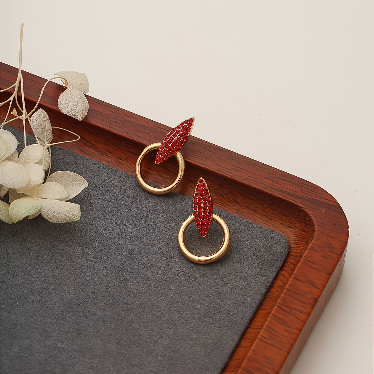 Women's Silver Hollow Circle Leaf Dangle Earrings Rhinestone Jewelry