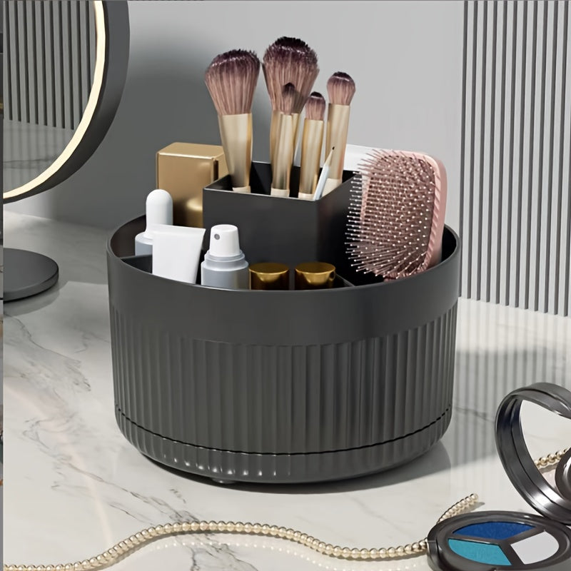 Rotating Makeup Organizer with 5 Compartments, Durable Plastic, Multi-Functional Storage