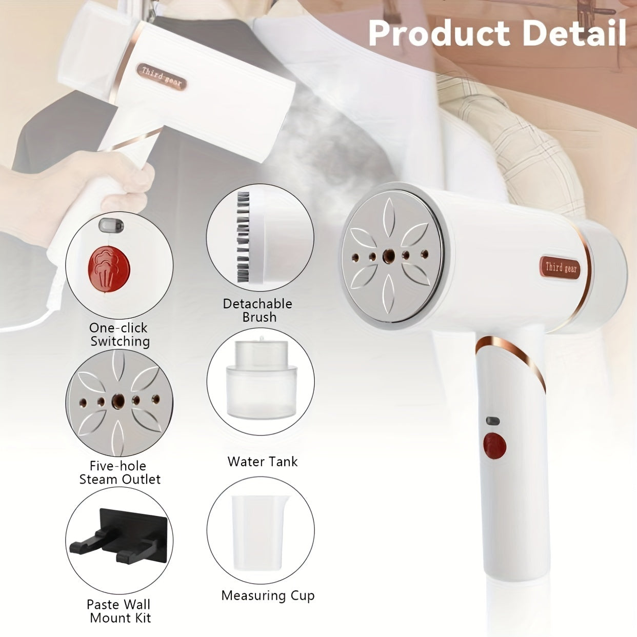 2-in-1 Wall-Mounted Garment Steamer 1600W EU