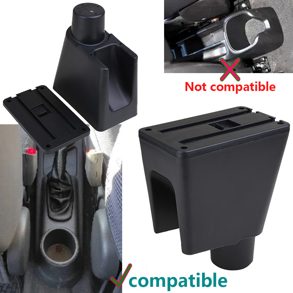 Car Interior Armrest Box Cup Holder Storage for Small Cars Black