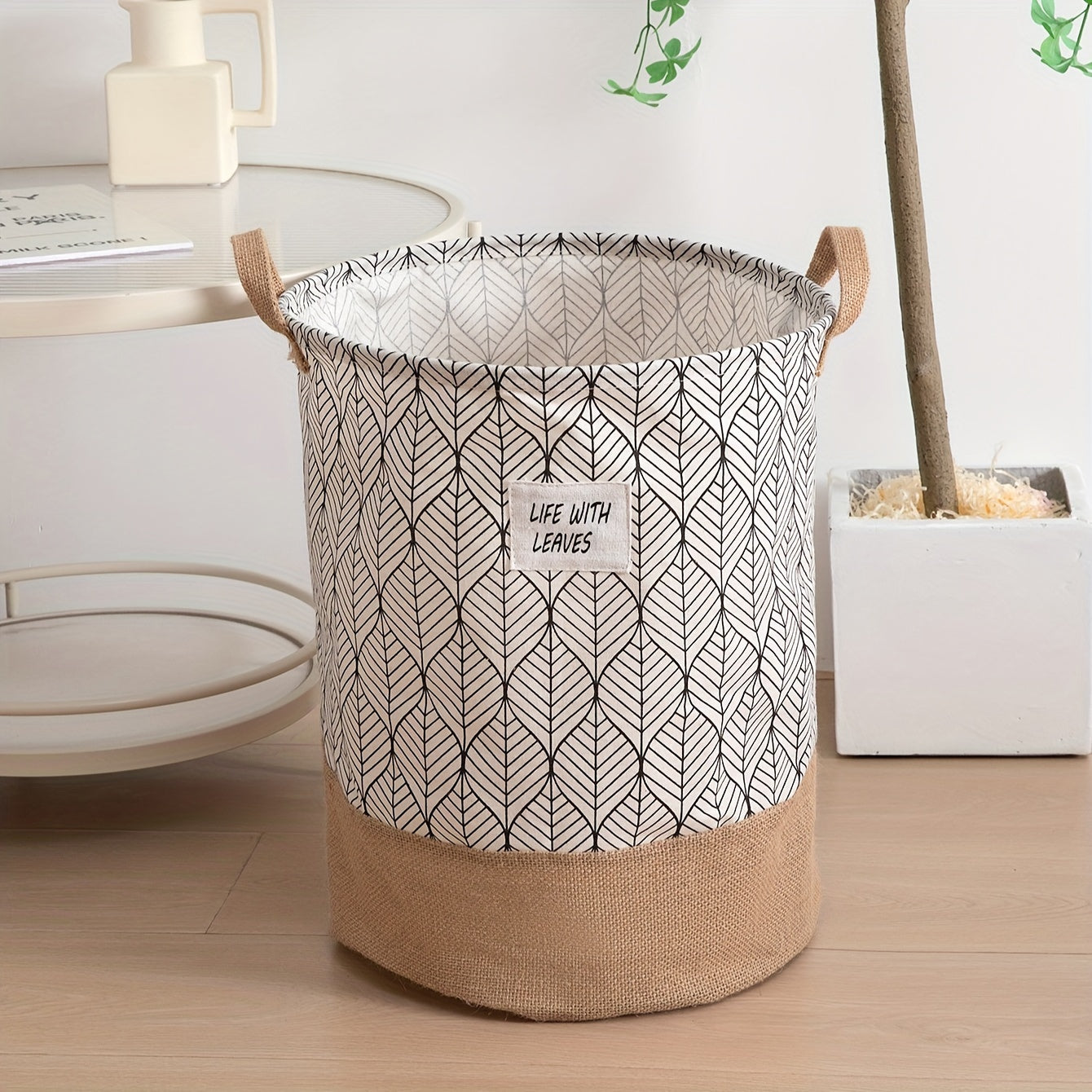 Foldable Linen Storage Basket for Kids Clothes Toys Circular Organizer with Compartments