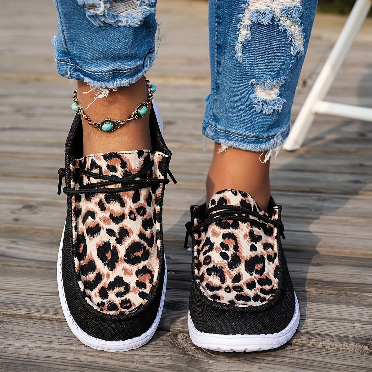 Women's Loafers Casual All-Season Slip-On Flats with Elastic Laces