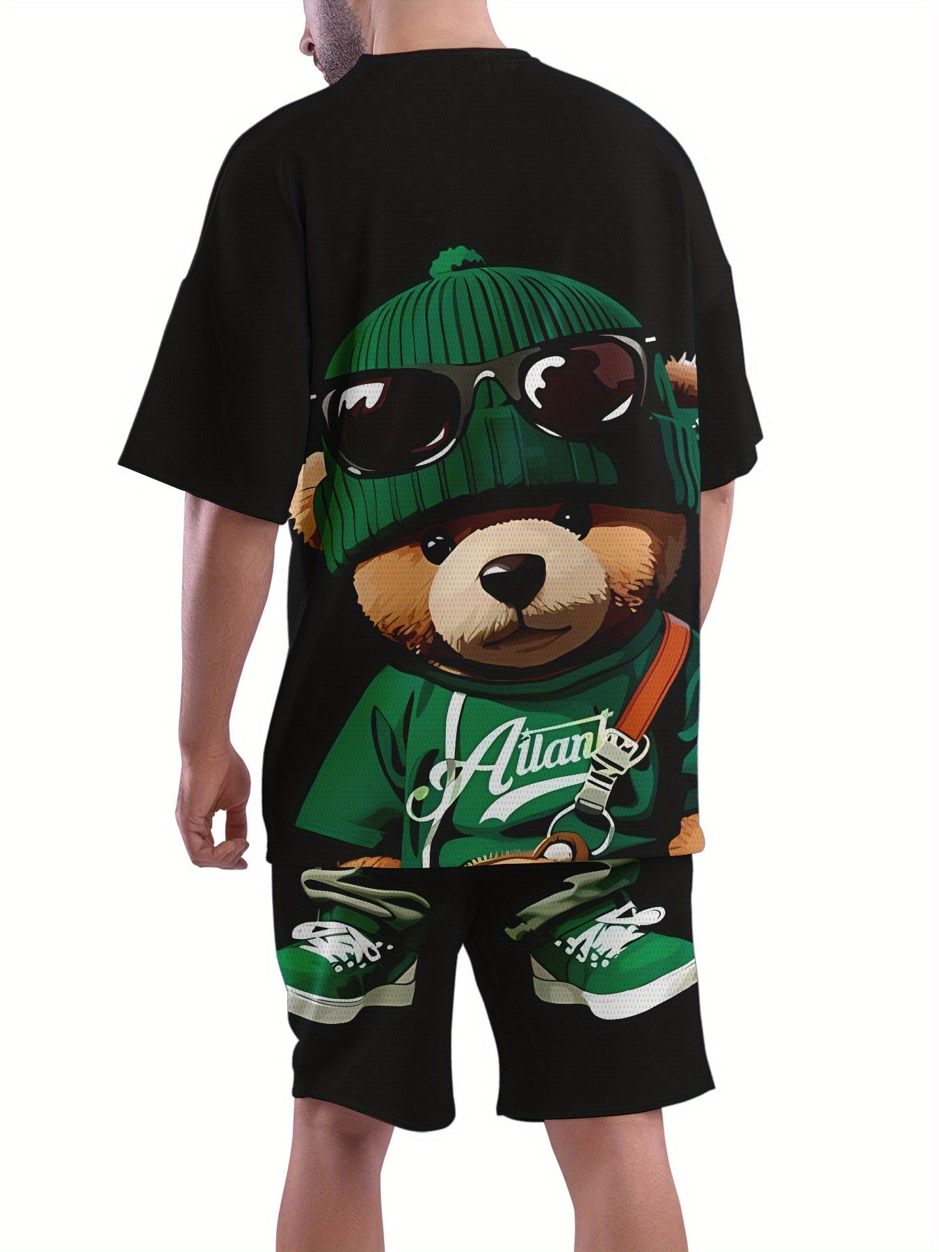 Men's Summer Breathable Casual T-Shirt and Shorts Set with 3D Printed Design