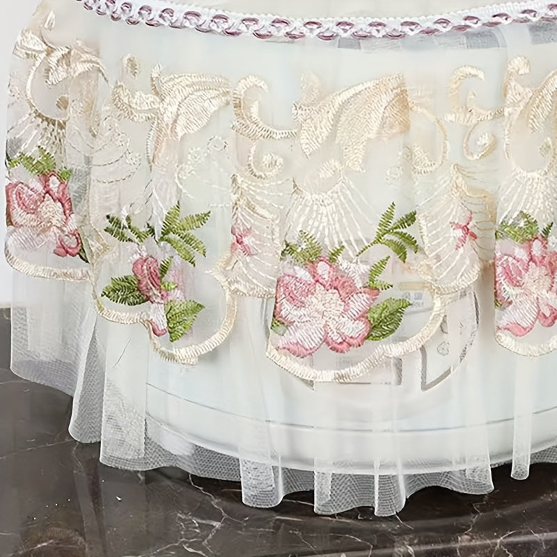 Yevropa to'qimasi, gullar naqshli elektr pechlari uchun to'siq. Uyda foydalanish uchun ideal, oshxona jihozlari va yashash xonasi bezaklariga qishloq jozibasini qo'shadi.