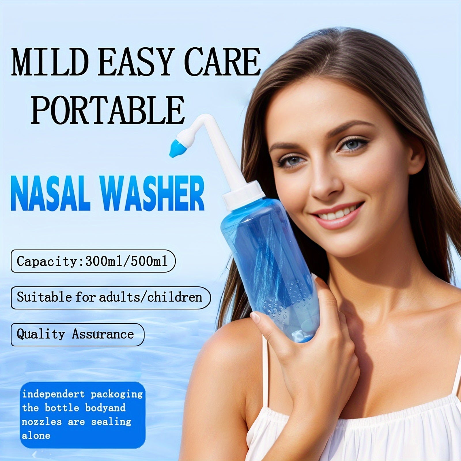 Nasal Rinse Bottle Set 10.15/16.91 Fl Oz Sinus Relief Allergy Care Travel Home