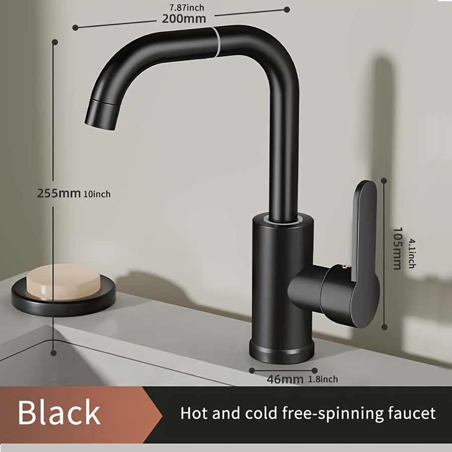 Modern 360° Swivel Kitchen and Bathroom Faucet Stainless Steel Brushed Finish Dual-Use Hot Cold Water Mixer