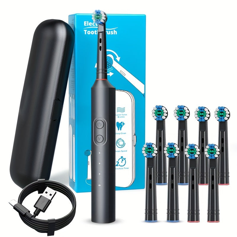 Взрослая вращающаяся электрическая зубная щетка с 8 насадками, дорожный чехол, 3 режима