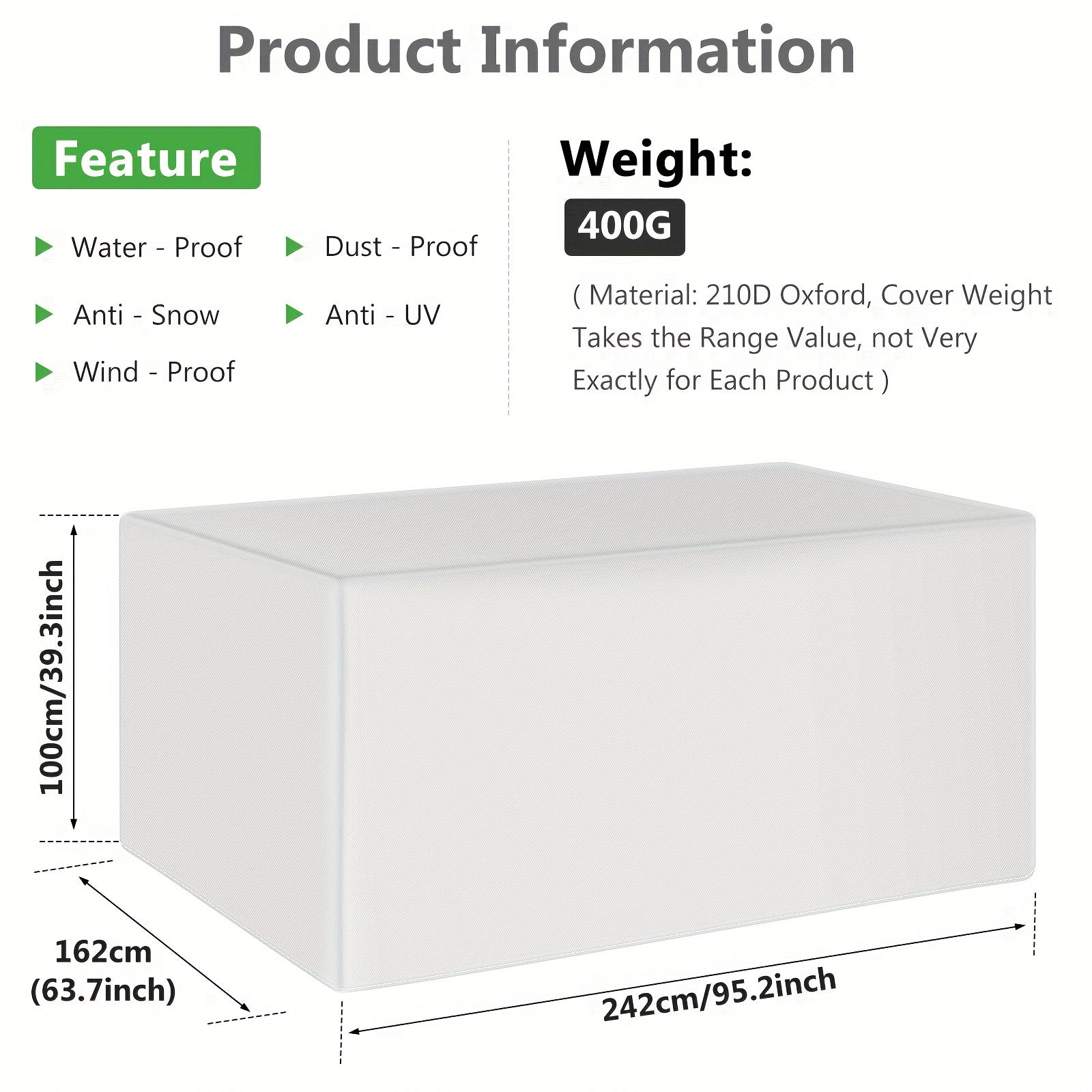 Garden Furniture Cover for Chairs and Tables Outdoor Patio Waterproof Canvas Woven Drawstring