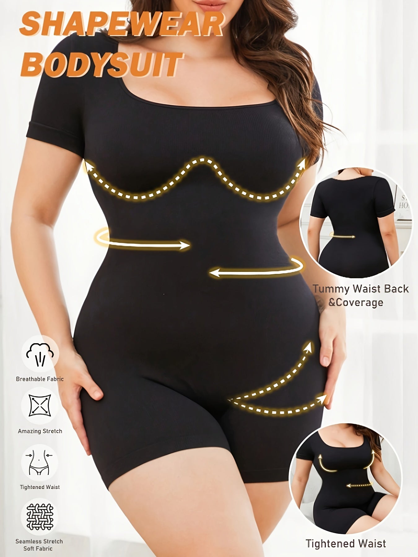 Women's Seamless Plus Size Shapewear Bodysuit Tummy Control Workout Jumpsuit