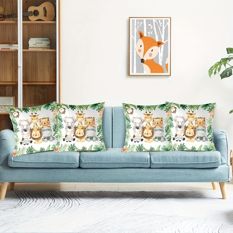 Наволочка с тематикой джунглей для декора детской комнаты, подушка не включена.