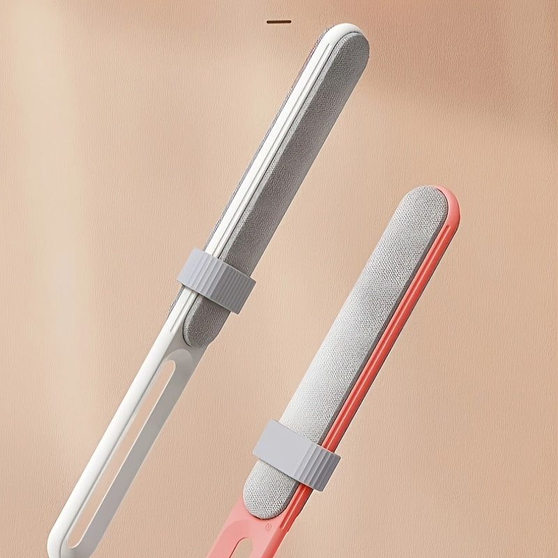 White Dual-Sided Static Lint and Pet Hair Remover Brush for Clothes and Furniture