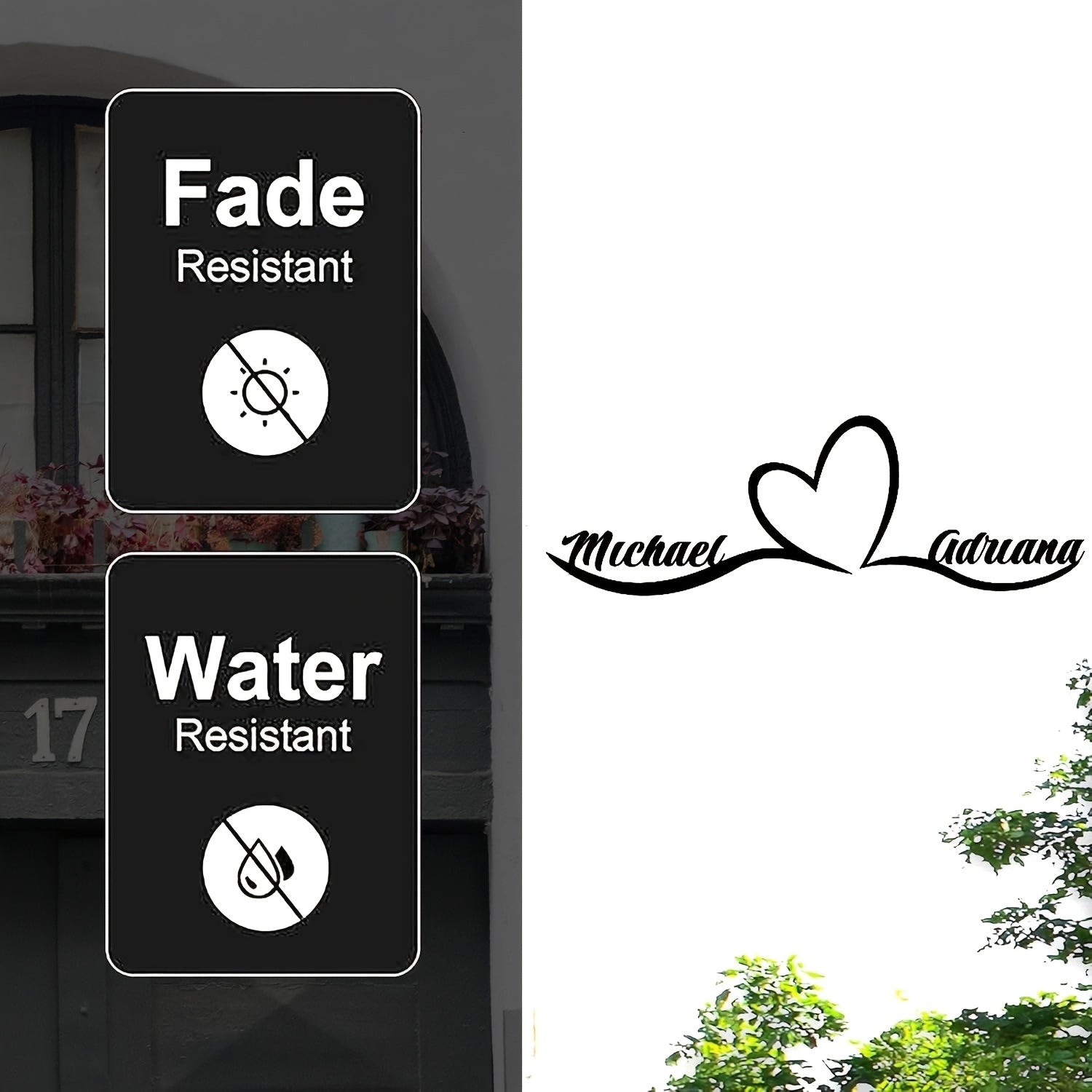 Personalized Iron Metal Sign with Names and Heart for Wedding or Bedroom Decor