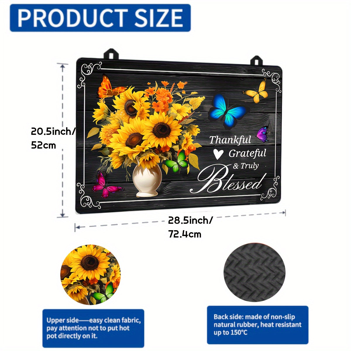 Heat Resistant Stove Top Cover Sunflower Design 28.5x20.5 Inches Anti-Scratch Dishwasher Safe