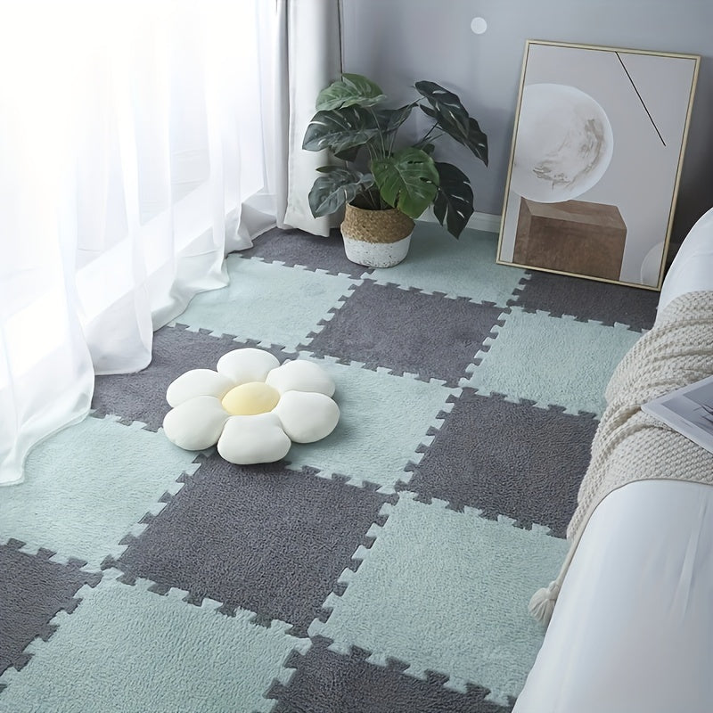 Set of 24 Interlocking Lounge Rugs for High-Traffic Areas Spring-Themed Carpets