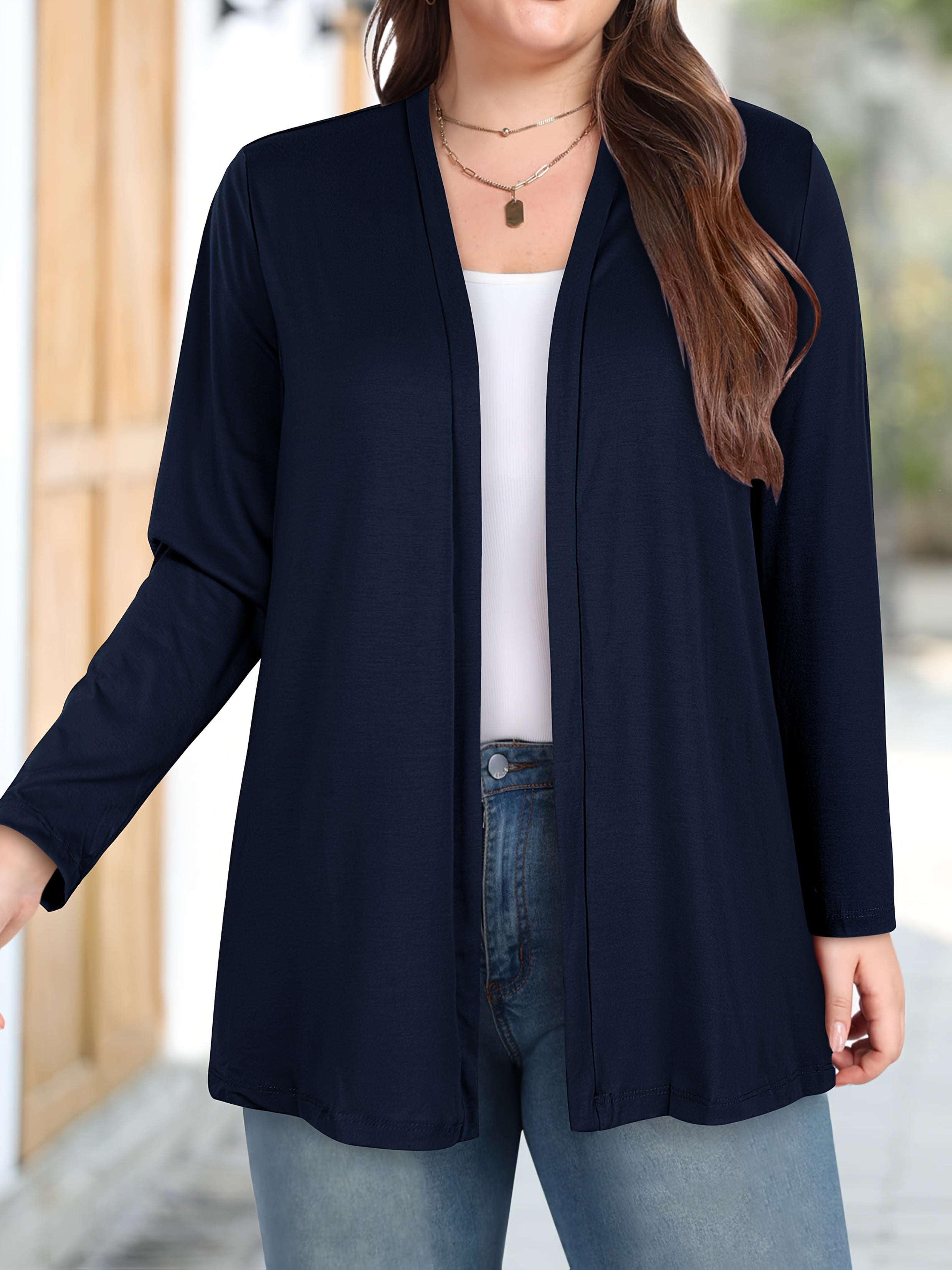 Women's Plus Size Long Sleeve Mid-Length Cardigan, Comfortable and Stylish