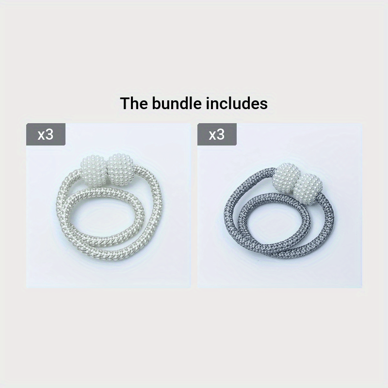 Magnetic Curtain Tiebacks Clips Rope Holdbacks for Draperies and Curtains