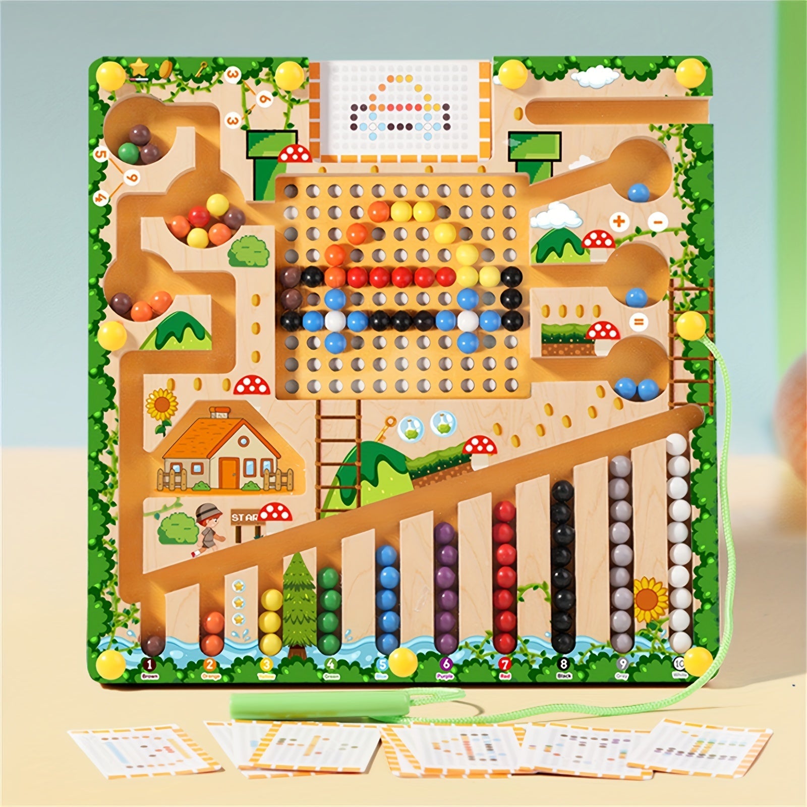 Деревянные магнитные головоломки-лабиринты, магнитный лабиринт с цветами и числами - увлекательные обучающие занятия для счета, сортировки цветов и развития мелкой моторики - идеальный подарок на день рождения для детей