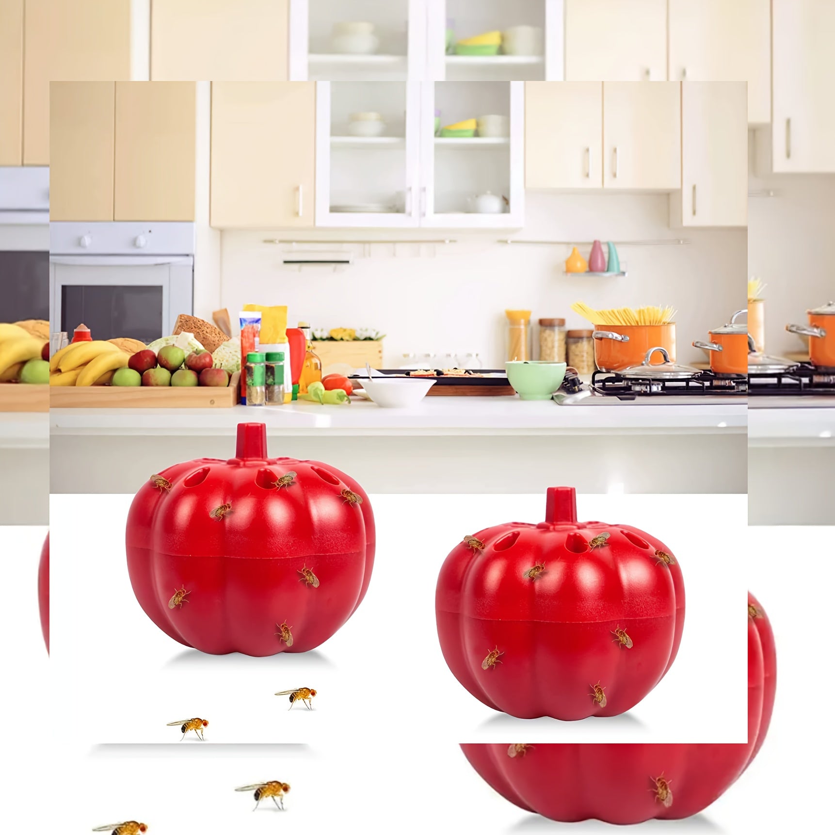 2-Pack Non-Toxic Fruit-Shaped Mosquito and Fly Traps Battery-Free Indoor Outdoor