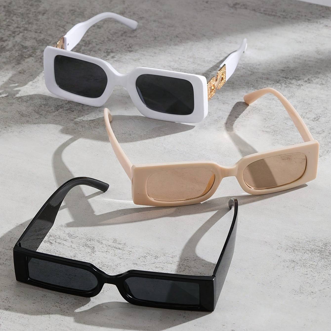 Erkaklar uchun kvadrat moda ko‘zoynaklar 3 ta to‘plam, bardoshli PC ramka, kundalik kiyim uchun qulay uslub