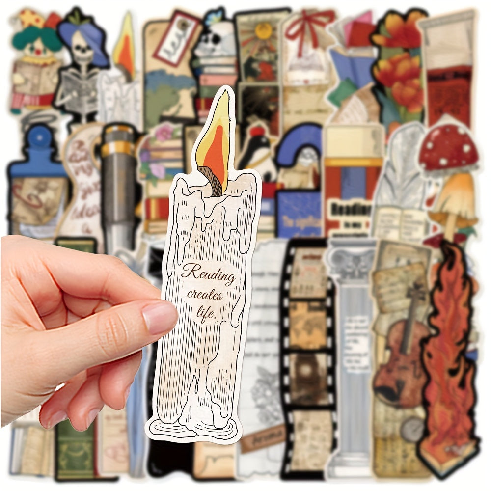 30 Vintage Reading Themed Bookmarks Paper Irregular Design Gift for Book Lovers