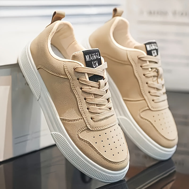 Мужские повседневные кроссовки в уличном стиле, однотонные, дышащий искусственный верх, нескользящая ПВХ подошва, низкий топ