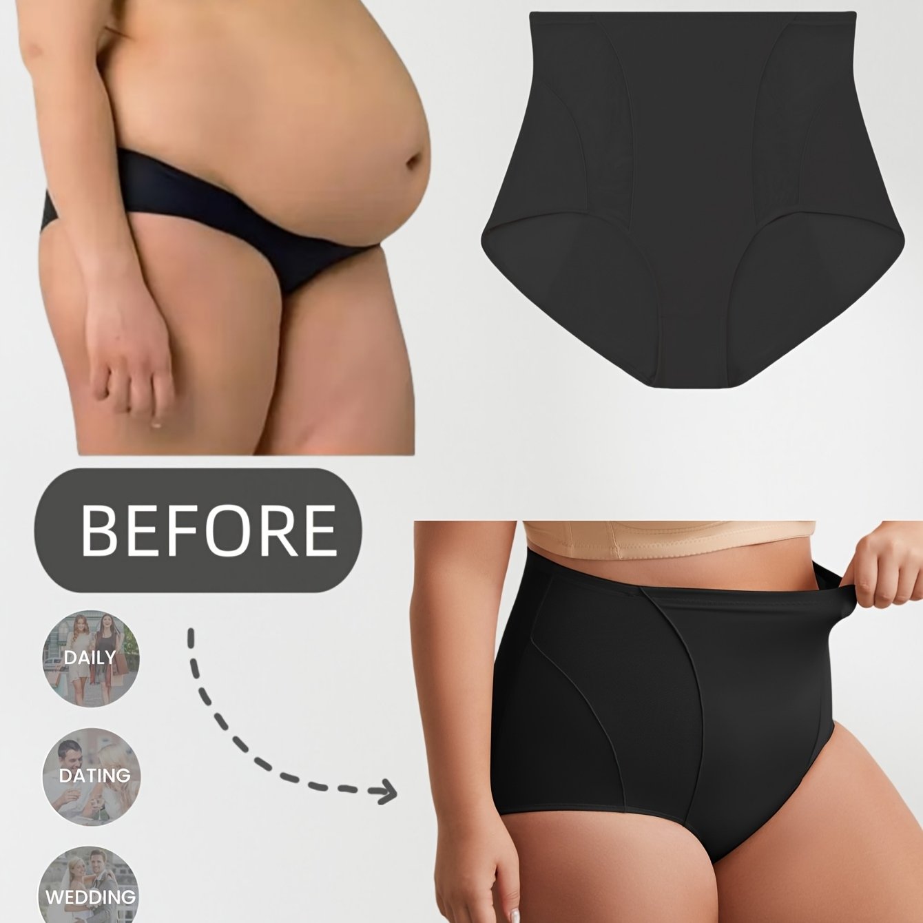 Women's Plus Size High Waist Tummy Tights Breathable Mesh Body Shaping