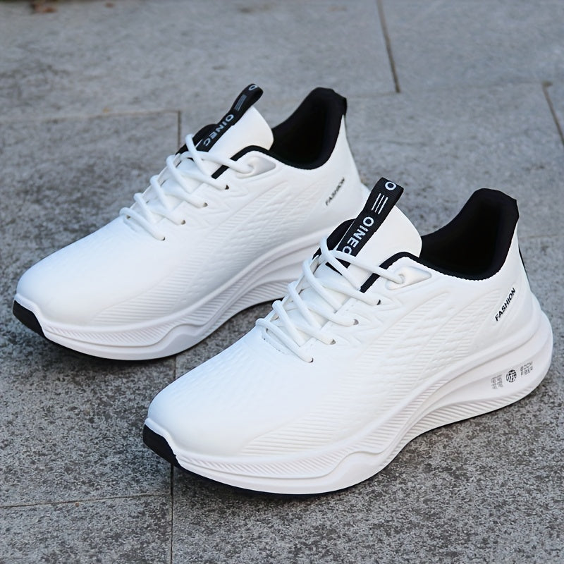 Men's All-Season Waterproof Faux Leather Casual Sneakers with Breathable Fabric Lining and Rubber EVA Sole