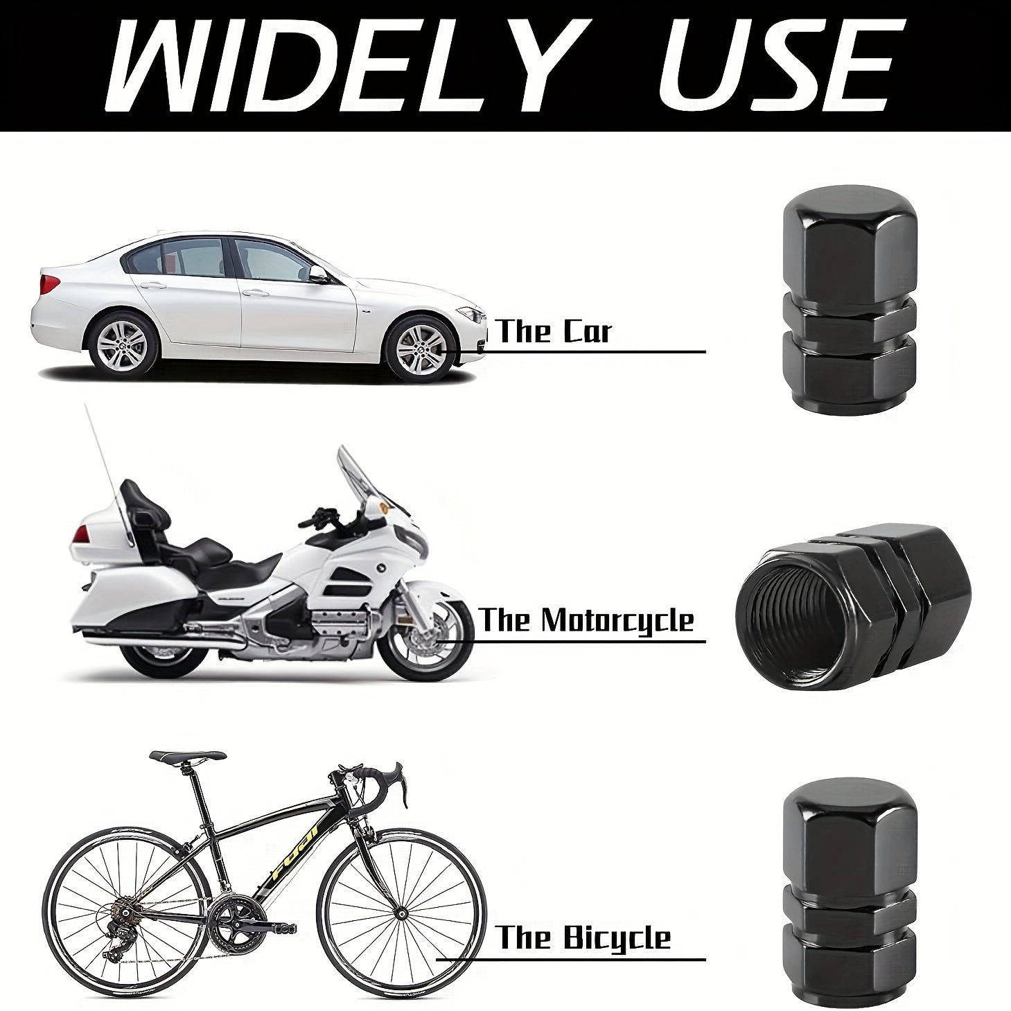 12 piezas de tapas de válvula de neumático de aluminio, a hexagonales, a prueba de polvo y de fugas, para coches, SUVs, bicicletas y camiones