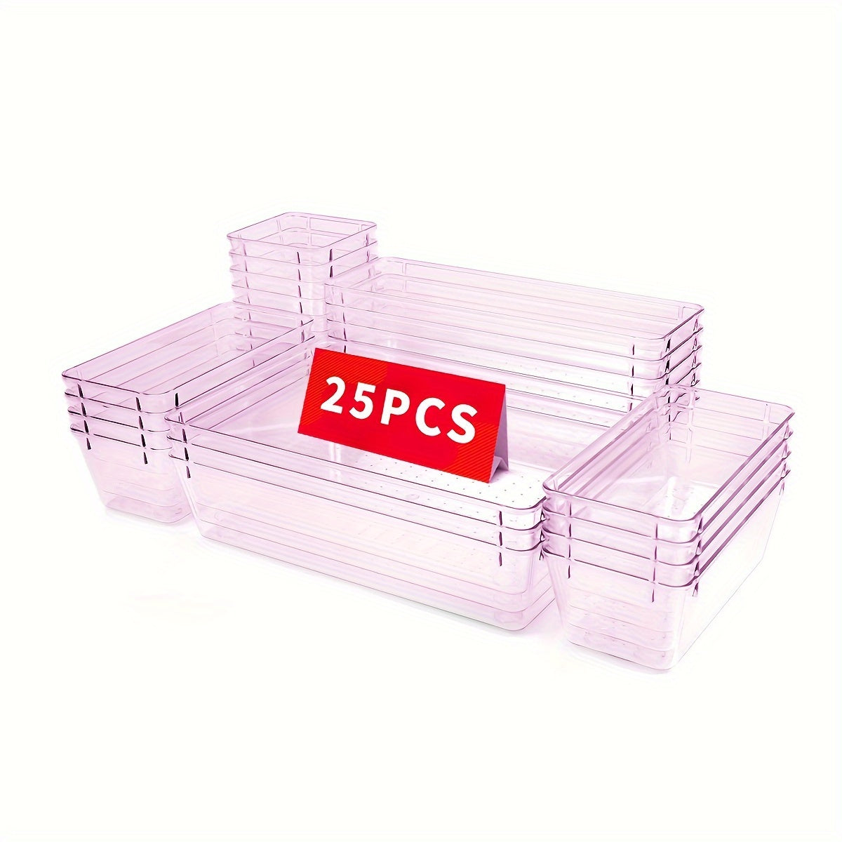 25pcs Multi-Functional Plastic Storage Box with Dividers for Organization