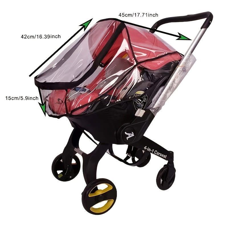 Baby Stroller Rain Cover Waterproof Breathable EVA with Zipper Door and Side Ventilation